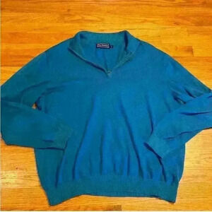 Paul Fredrick Men’s 1/4 Zip Silk Cashmere Blend Casual Stretch Comfort Luxury